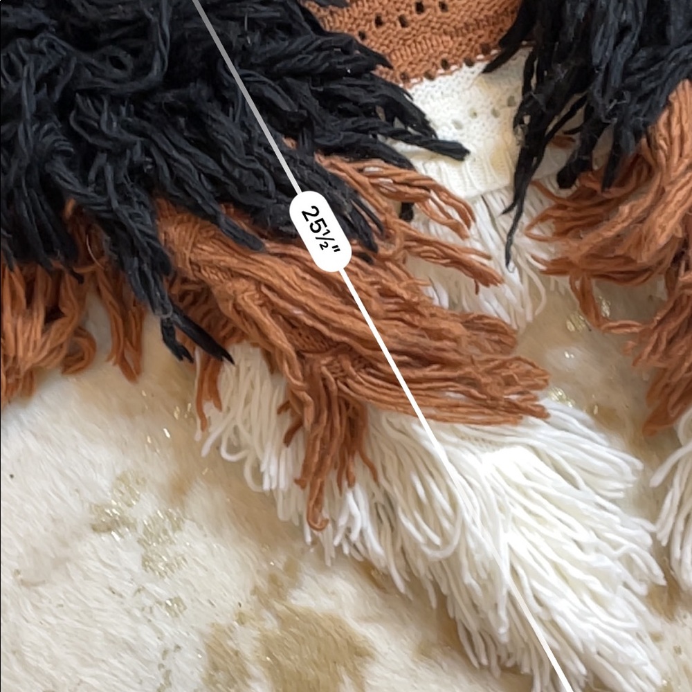 Dee Elly brown black white fringe yarn cardigan - Picture 5 of 5